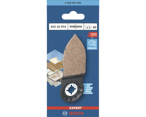Bosch Expert AVZ 32 RT4 Starlock Multi Material Schleifzunge für Multifunktionswerkzeug mit Carbide Technologie für eine lange Lebensdauer.