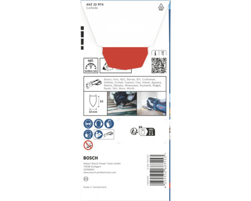 Bosch Carbide Schleifplatte AVZ 32 RT4 für Multitool zum Schleifen von Fliesenkleber und Mörtel.