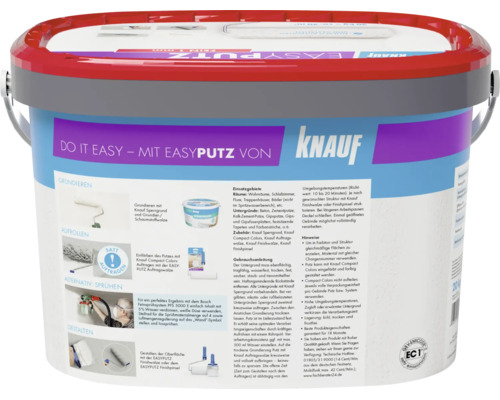 Enduit de structure Knauf Easyputz en seau avec instructions d utilisation
