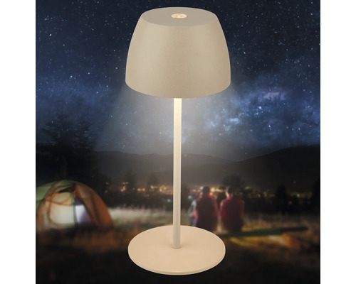 Lampe LED rechargeable moderne pour extérieur avec abat jour rond et socle