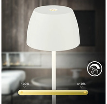 Tischleuchte mit Touch Dimmfunktion und stufenloser Helligkeitsregelung von 10 Prozent bis 100 Prozent Lichtstärke.