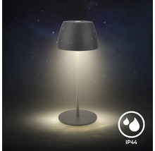 Moderne LED Tischleuchte für den Außenbereich mit Schutzart IP44 gegen Spritzwasser, ideal als wetterfeste Terrassenbeleuchtung.