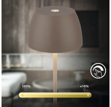 Dimmbare Tischleuchte mit schirmartigem Lampenkopf und Touch Dimmer Funktion