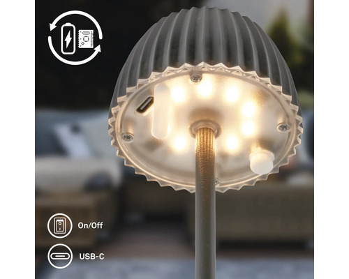 Akku LED Tischleuchte mit USB C Anschluss, integrierter wiederaufladbarer Batterie und Ein Aus Schalter