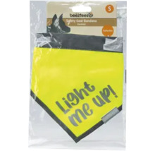 Bandana pour chien Beeztees Safety Gear taille S avec inscription reflechissante Light me up dans son emballage