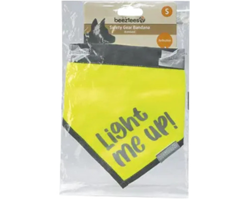 Bandana pour chien Beeztees Safety Gear en taille S avec impression reflechissante Light me up dans son emballage d origine