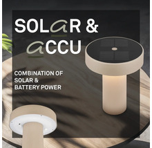 Moderne LED Tischleuchte mit Solarpanel und Akkubetrieb für den Außenbereich
