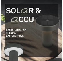 Moderne Solar Tischleuchte mit Akkubetrieb für den Außenbereich