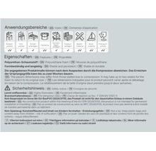 Produktinformationen und Sicherheitshinweise für Polyurethan Schaumstoff mit Anwendungsbereichen und Kennzeichnung der Eigenschaften.