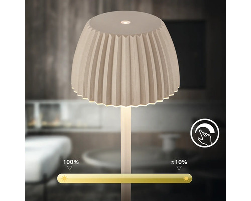 Lampe de table LED dimmable avec abat-jour plissé et capteur tactile pour réglage continu de la luminosité