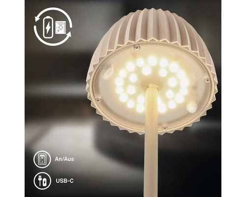 Lampe de table LED avec batterie rechargeable, port USB C et interrupteur marche arret.