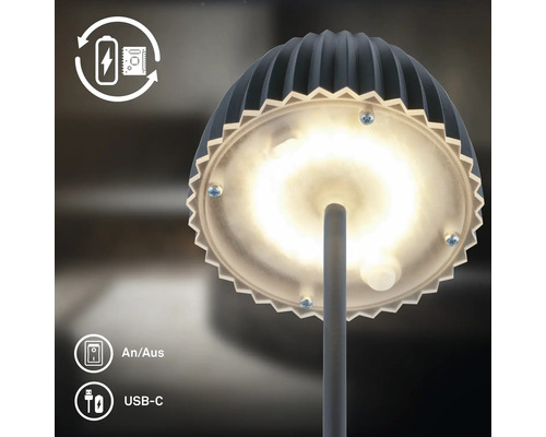 Lampe de table LED avec fonctionnement sur batterie et port de charge USB C ainsi qu un interrupteur marche arrêt