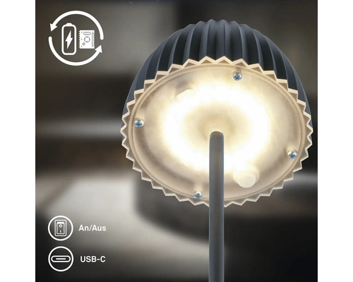 Wiederaufladbare LED Tischleuchte mit Ein und Aus Schalter und USB C Ladeanschluss