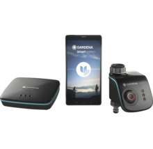 Gardena smart system Starter Set mit Gateway, Bewässerungscomputer und Tablet zur automatischen Gartenbewässerung.