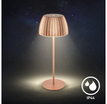Moderne LED Tischleuchte für den Außenbereich mit plissiertem Schirm und IP44 Spritzwasserschutz