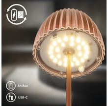 LED Tischleuchte mit Akku und USB-C Ladeanschluss und Schalter für einfaches Ein- und Ausschalten