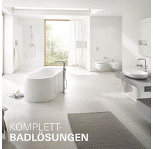 Helles, grosszügiges Badezimmer mit freistehender Badewanne, Waschbecken, hängendem WC, Bidet und Duschbereich in moderner Einrichtung.