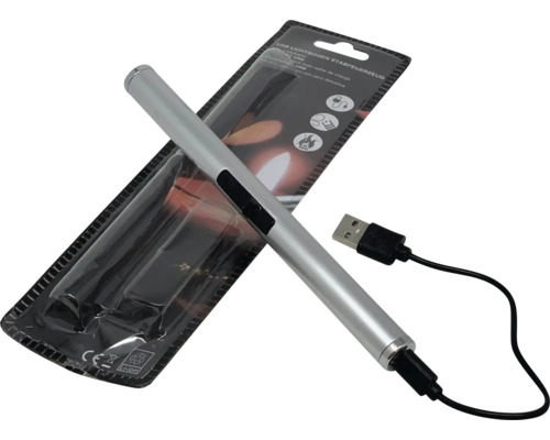Wiederaufladbares USB Lichtbogen Stabfeuerzeug mit Ladekabel in der Verpackung