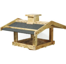 Vogelhaus aus Holz mit Schornstein und Dachpappe zum Aufhängen