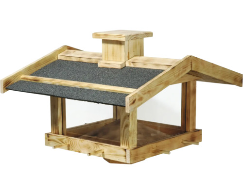 Vogelhaus aus Holz mit Schornstein und Dachpappe zum Aufhängen