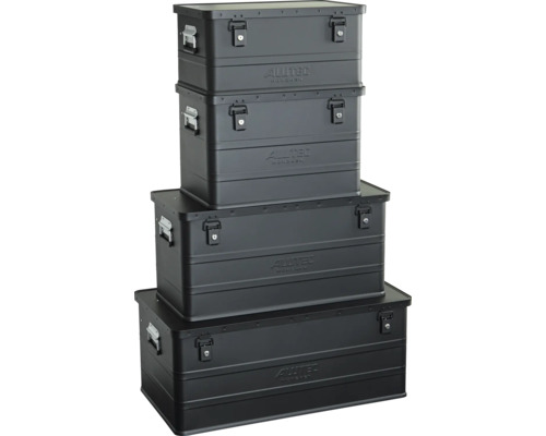 Stapelbare Aluminium Transportboxen von Alutec Muenchen mit Verschlüssen