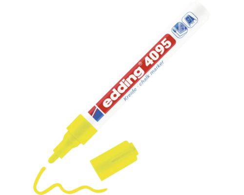 Marqueur à craie jaune Edding 4095 pour l inscription sur des tableaux et surfaces vitrées avec capuchon amovible