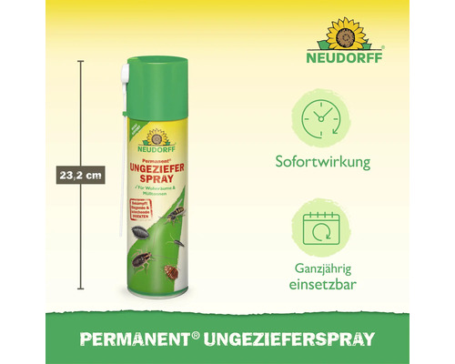 Neudorff Permanent Ungezieferspray zur Bekämpfung von fliegenden und kriechenden Insekten, Höhe 23,2 Zentimeter, mit Sofortwirkung.
