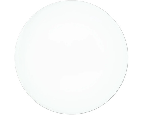 Une assiette ronde et lisse en porcelaine.