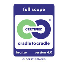Cradle to Cradle zertifiziertes Bronze Siegel in der Version 4.0 für eine nachhaltige Kreislaufwirtschaft.