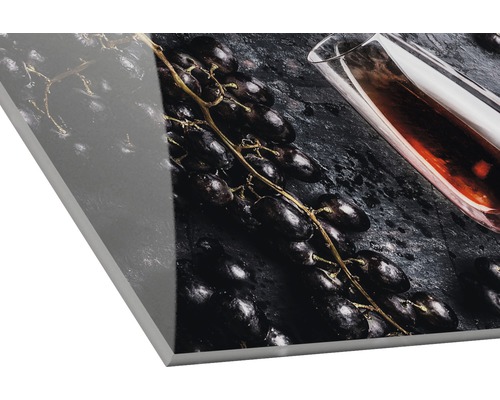 Acrylglasbild mit dem Motiv Weintrauben und Weinglas