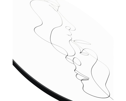 Art mural décoratif avec des lignes abstraites représentant deux visages