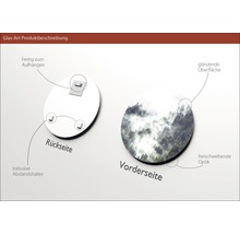Glasbild mit Aufhängevorrichtung und Abstandshalter