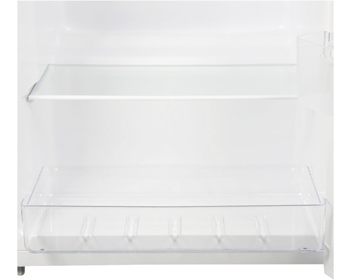 Intérieur d''un réfrigérateur avec une étagère en verre et un compartiment de porte transparent