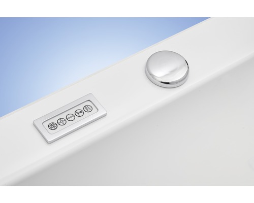 Vue détaillée d''un panneau de commande et d''un bouton rotatif sur une baignoire