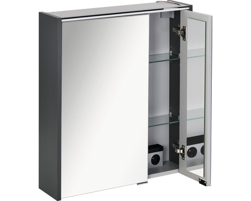 Armoire de toilette avec porte coulissante et étagères en verre pour la salle de bain