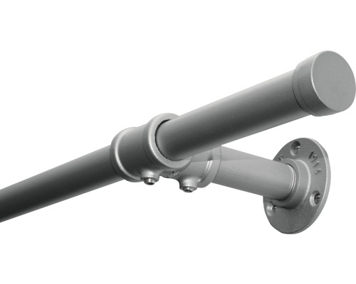 Metallrohr Kleiderstange mit Endstück und Wandhalterung