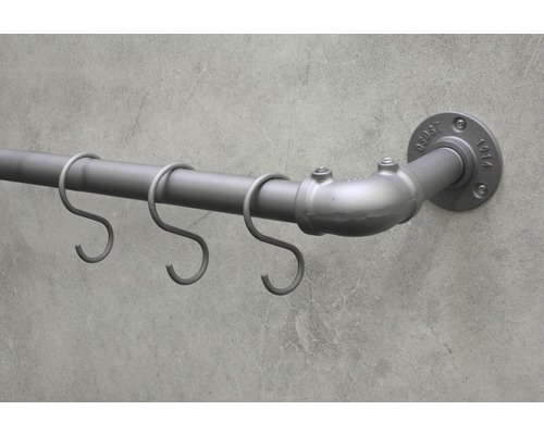 Metallrohr-Kleiderstange mit drei S-Haken zur Wandmontage