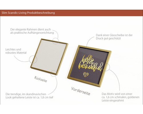 Bilderrahmen mit Aufdruck, Vorder- und Rückseite