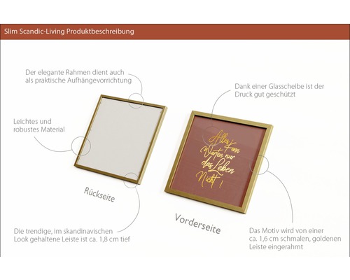 Cadre photo décoratif avec cadre doré étroit pour montage mural