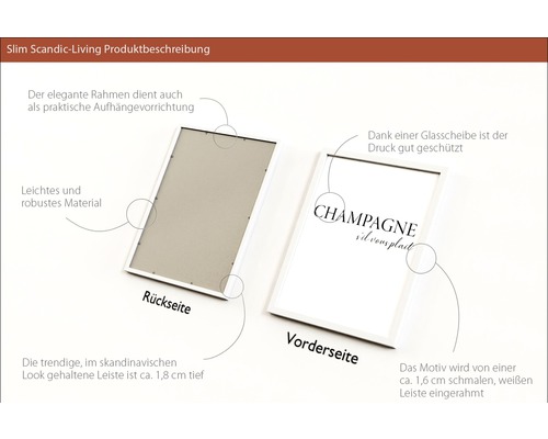Produktbild: Vorder- und Rückseite eines weißen Bilderrahmens im skandinavischen Stil