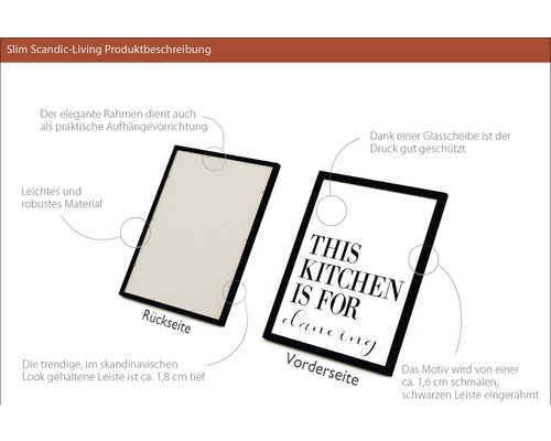 Illustration von einem gerahmten Küchenbild mit Text