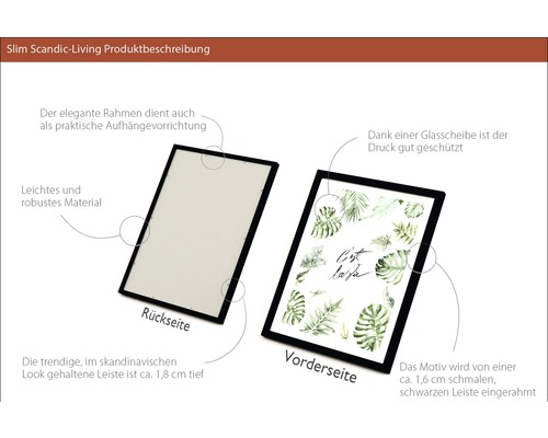 Schmaler Bilderrahmen mit schwarzer Leiste und Glasabdeckung