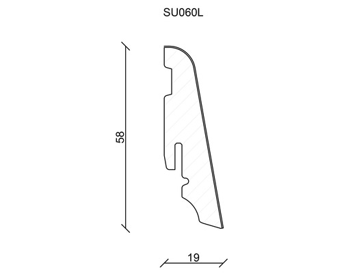 Profilleiste mit den Maßen 58 x 19 Millimeter