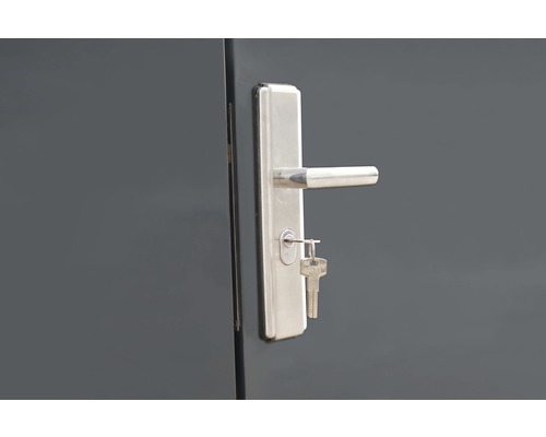 Porte avec poignée de porte argentée et clé