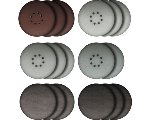 Différents papiers abrasifs avec différents grains dans un set