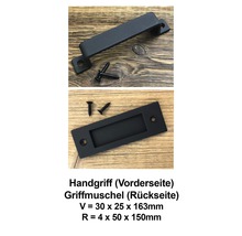 Schiebetürgriff und Griffmuschel aus Metall mit Schrauben