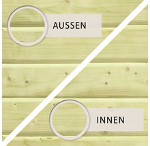 Vergleich Innen- und Außenseite einer Holzwand