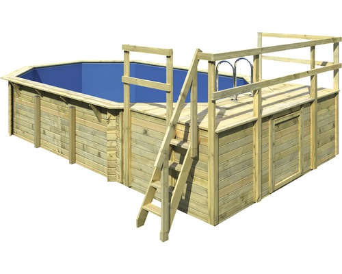 Piscine en bois avec échelle et plateforme