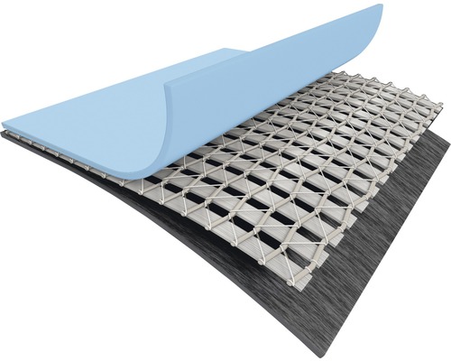 Coupe transversale d''un tapis de sol multicouche