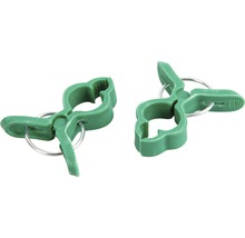 Deux clips pour plantes verts avec anneau métallique